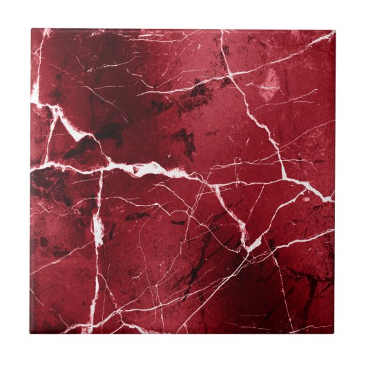 Jewel Tones Marble Abstract Ruby Red D1288 タイル (正面)