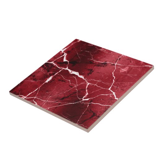 Jewel Tones Marble Abstract Ruby Red D1288 タイル (側面)
