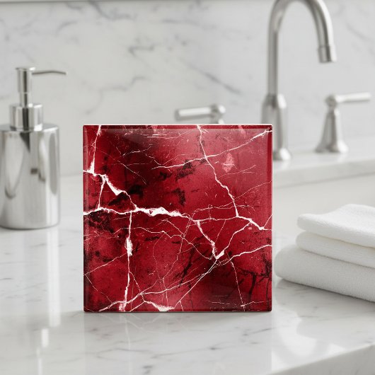 Jewel Tones Marble Abstract Ruby Red D1288 タイル