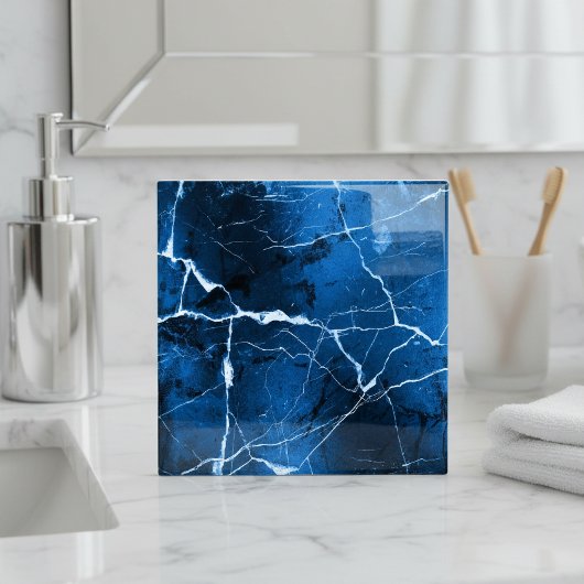 Jewel Tones Marble Abstract Sapphire Blue D1288 タイル
