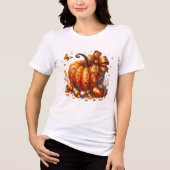 Jeweled Pumpkin With Gems and Bow Art T-Shirt トライブレンドＴシャツ (正面)