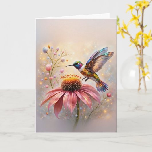 Jewelled Hummingbird カード (黄色い花)