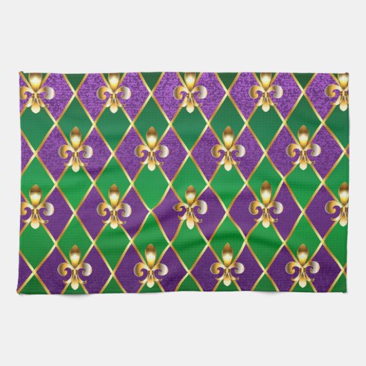 Jewelry Background Mardi Gras キッチンタオル (横)
