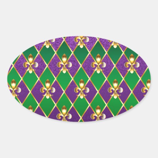 Jewelry Background Mardi Gras 楕円形シール (正面)