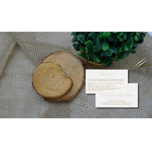 Jewelry Care Card Instructions with logo  White