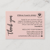 Jewelry Care White Chic Script Pink Thank You Card 名刺 (正面)