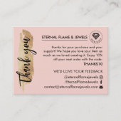 Jewelry Care White Chic Script Pink Thank You Card 名刺 (正面)