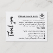 Jewelry Care White Chic Script Thank You Card 名刺 (正面)