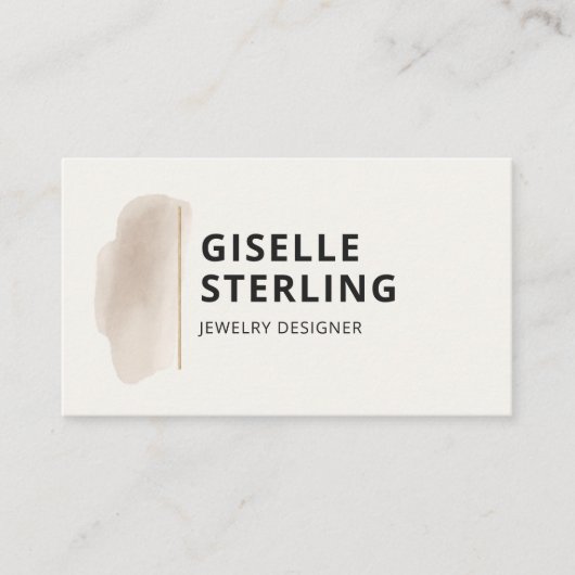 Jewelry Designer Neutral Beige Watercolor Elegant 名刺 (正面)