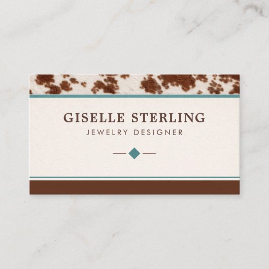 Jewelry Designer Rustic Cowhide Western 名刺 (正面)