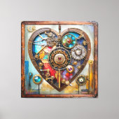 Jewels And Stained Glass Heart Steampunk Series キャンバスプリント (正面)