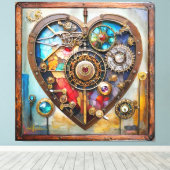 Jewels And Stained Glass Heart Steampunk Series キャンバスプリント (インサイチュ (ウッドフロア))