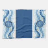 Jewish Al Netilat Yadayim Blue Water Handwashing キッチンタオル (横)