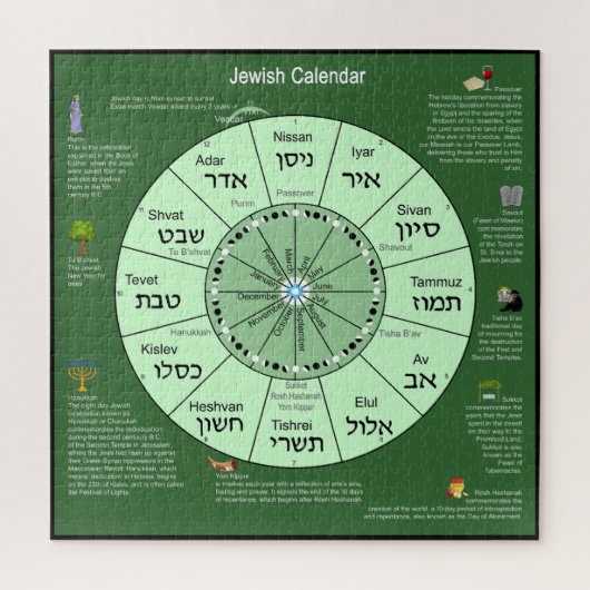 Jewish Calendar Jigsaw Puzzle ジグソーパズル (縦)