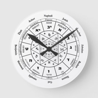 Jewish Calendar wall clock 12 Tribes of Israel  ラウンド壁時計