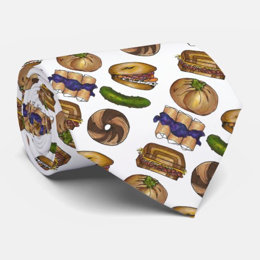 Jewish Deli Reuben Blintz Bagel Lox Pickle Foodie ネクタイ (ロール)