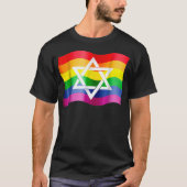 Jewish Gay Pride Wavy Flag with a Star of David  Tシャツ (正面)