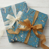 Jewish Happy Hanukkah Menorah & Olive Branches ラッピングペーパー