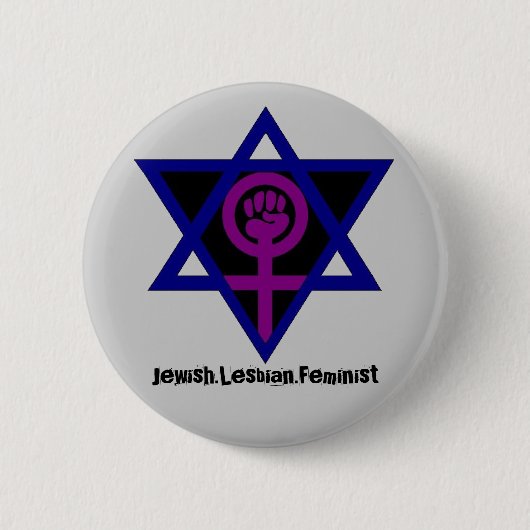 Jewish.Lesbian.Feminist 缶バッジ (正面)