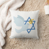 Jewish Peace Dove and Star of David Throw Pillow  クッション (ブランケット)
