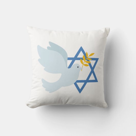 Jewish Peace Dove and Star of David Throw Pillow  クッション (正面)