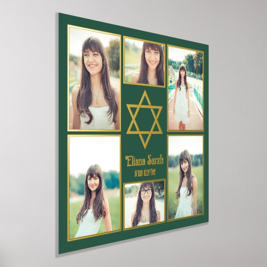 Jewish Star of David自分の写真を追加6写真 箔ポスター (レイダウン)