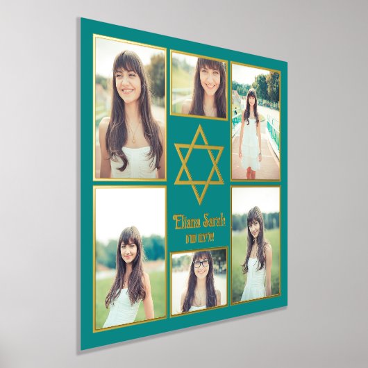 Jewish Star of David自分の写真を追加6写真 箔ポスター (レイダウン)