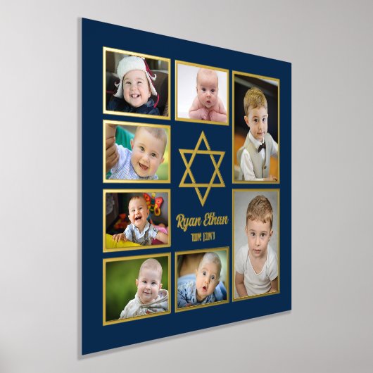 Jewish Star of David自分の写真を追加7写真 箔ポスター (レイダウン)