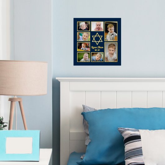 Jewish Star of David自分の写真を追加7写真 箔ポスター (インサイチュ (寝室))