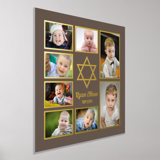 Jewish Star of David自分の写真を追加7写真 箔ポスター (レイダウン)