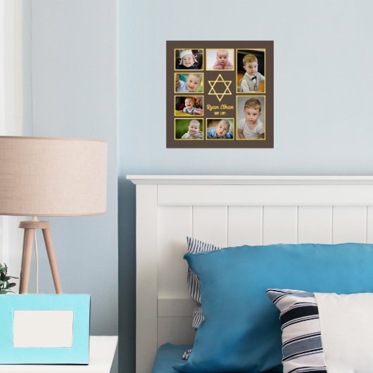 Jewish Star of David自分の写真を追加7写真 箔ポスター (インサイチュ (寝室))
