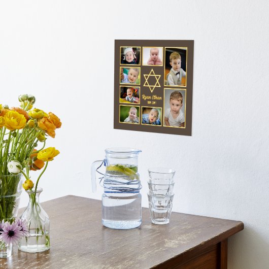 Jewish Star of David自分の写真を追加7写真 箔ポスター (レイダウン (キッチン))