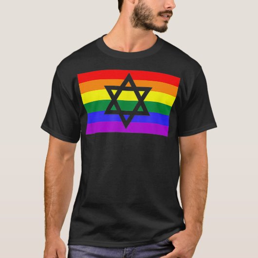 Jewish Star of David LGBTQ Gay Pride Flag Stuff Qu Tシャツ (正面)
