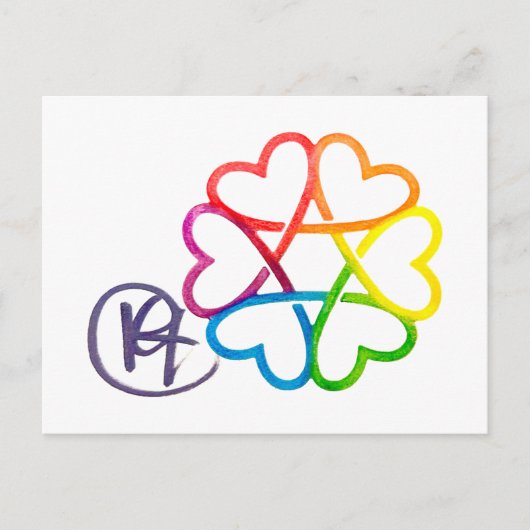 Jewish Star of Hearts Art ポストカード (正面)