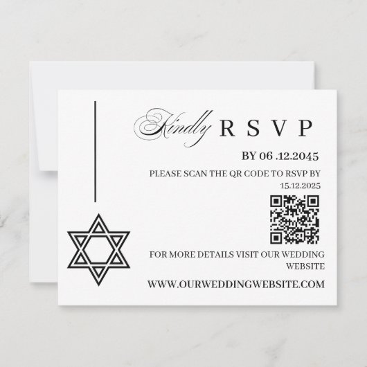 Jewish Wedding RSVP Card with Star of David (正面)