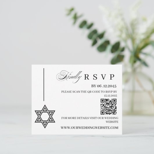 Jewish Wedding RSVP Card with Star of David (スタンド正面)
