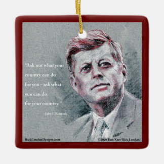 JFKと名言のツリー セラミックオーナメント