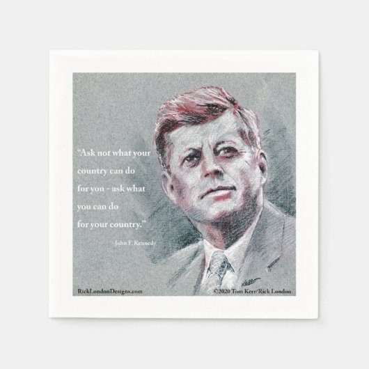JFKと名言 スタンダードカクテルナプキン (正面)