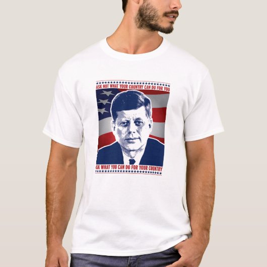 JFKはあなたの国があなたのためにすることができる何をない頼みます Tシャツ (正面)