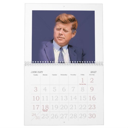 JFKは1963年- 2013年を覚えていました カレンダー (1月 2027)