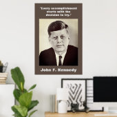 JFKジョンF.ケネディ引用文やる気を起こさせるブラウン ポスター (ホームオフィス)