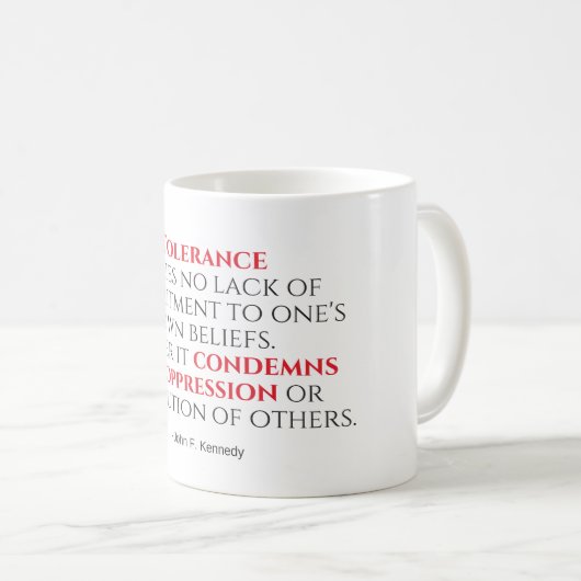 JFK公差引用文タイポグラフィ コーヒーマグカップ (正面右)