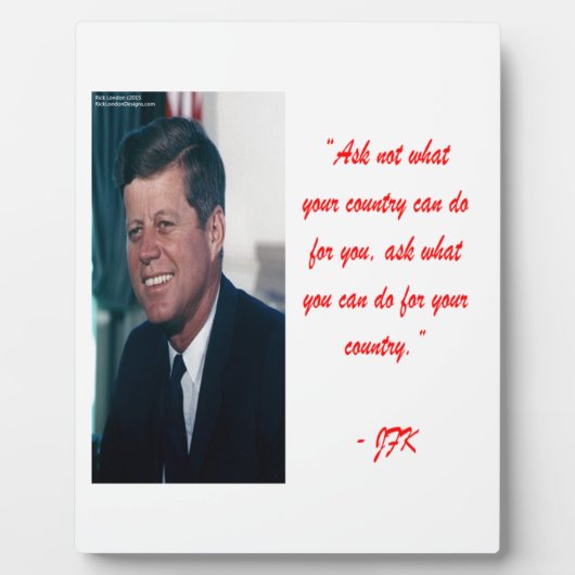 JFK および Ask Not 引用句 フォトプラーク (正面)