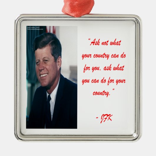 JFK および Ask Not 引用句 メタルオーナメント (正面)