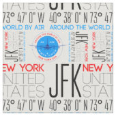 JFK、ニューヨーク航空、エアパターンで世界を旅行 ファブリック (クローズアップ)
