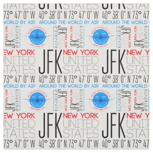 JFK、ニューヨーク航空、エアパターンで世界を旅行 ファブリック (見本)