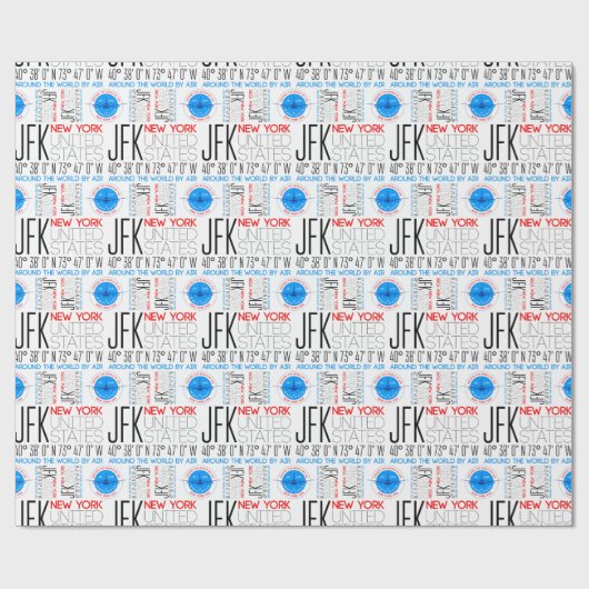 JFK、ニューヨーク航空、エアパターンで世界を旅行 ラッピングペーパー (フラット)