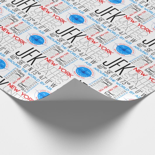 JFK、ニューヨーク航空、エアパターンで世界を旅行 ラッピングペーパー (角)