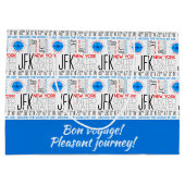 JFK、ニューヨーク航空、エアパターンで世界を旅行 ラージペーパーバッグ (裏面)