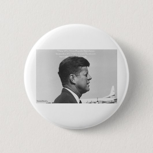 JFK "平和革命" 引用 ギフトカード & Tシャツ 缶バッジ (正面)